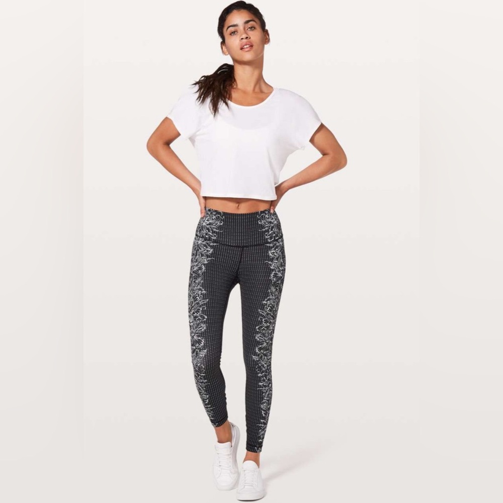 Lululemon Wunder Under Hi-Rise 7/8 Tight Engineered Print Alpine White Black - Picture 3 of 8